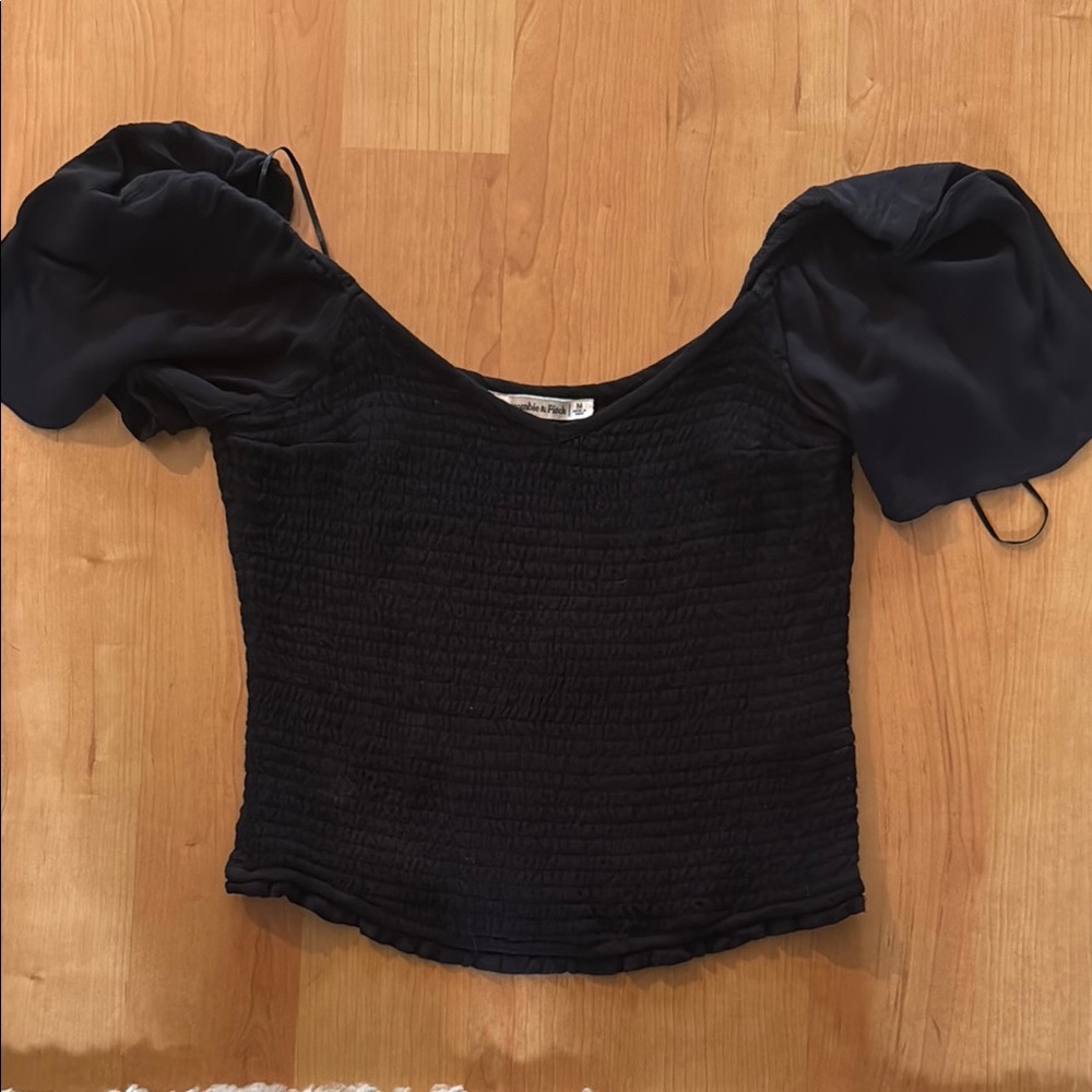 Abercrombie Black Puff Sleeve Top